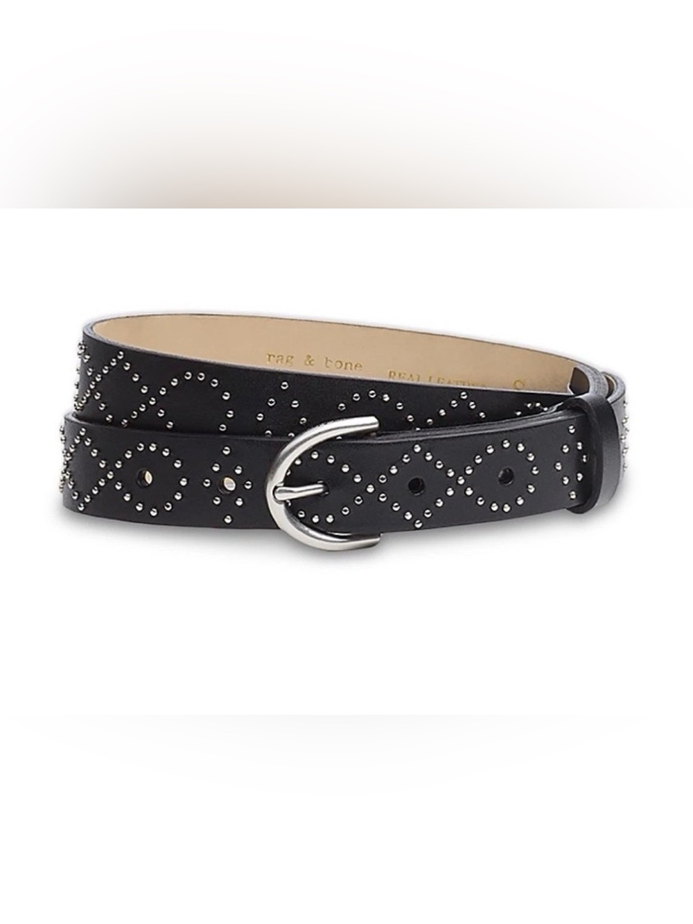 Rag & Bone Women's Maisie Studded Belt, Black, Large, MSRP $248
